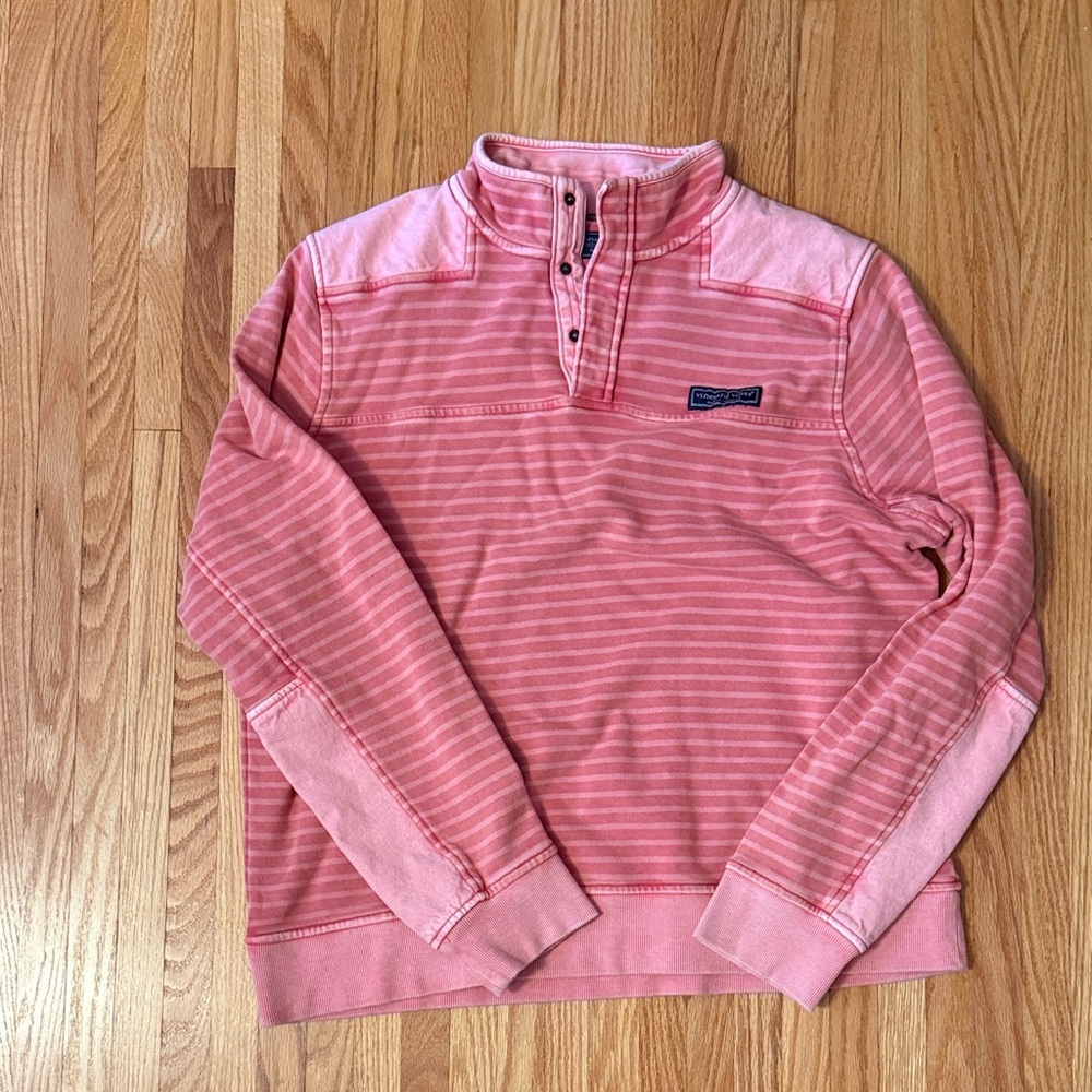 Vineyard Vines Pink Striped Quarter-Zip